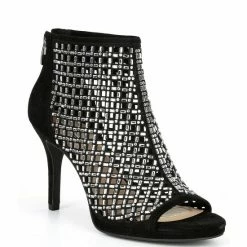 New ✨ Alex Marie Livia Suede Embellished Peep Toe Platform Shooties Black 🎉