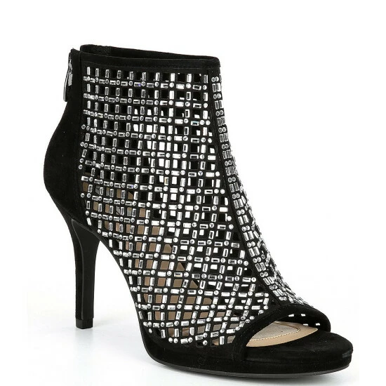 New ✨ Alex Marie Livia Suede Embellished Peep Toe Platform Shooties Black 🎉 1 New ✨ Alex Marie Livia Suede Embellished Peep Toe Platform Shooties Black 🎉