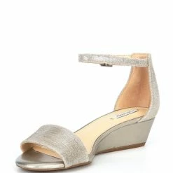 Discount ❤️ Alex Marie MairiTwo Metallic Leather Ankle Strap Wedge 🩴 Sandals New Light Grey/ceylon 🔥 -Alex Marie Shop unnamed file 680