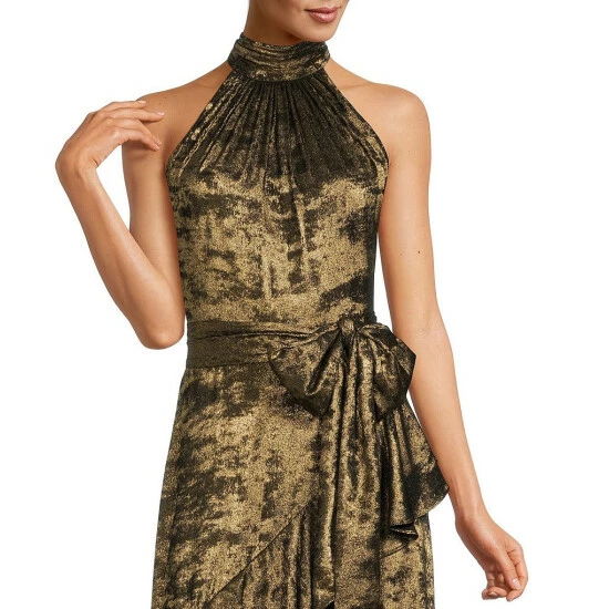 Cheapest 😀 Alex Marie Petite Size Tiered Ruffle Hem Metallic Tiffany Halter Gown Black/gold ⌛ 3 Cheapest 😀 Alex Marie Petite Size Tiered Ruffle Hem Metallic Tiffany Halter Gown Black/gold ⌛ - Image 3