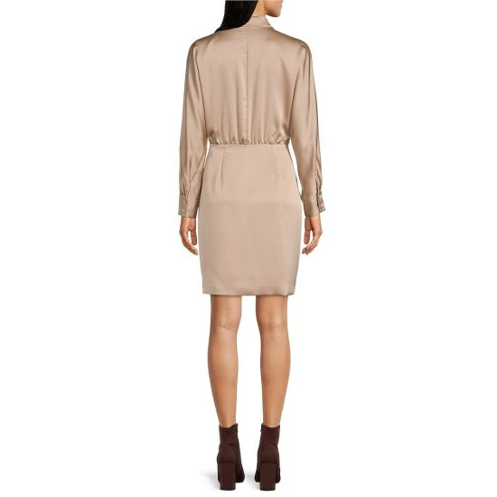 Top 10 ๐ Alex Marie Charlotte Point Collar Long Sleeve Belted Stretch Satin Wrap ๐ Shirt ๐ Dress Champagne ๐ 2 Top 10 ๐ Alex Marie Charlotte Point Collar Long Sleeve Belted Stretch Satin Wrap ๐ Shirt ๐ Dress Champagne ๐ - Image 2