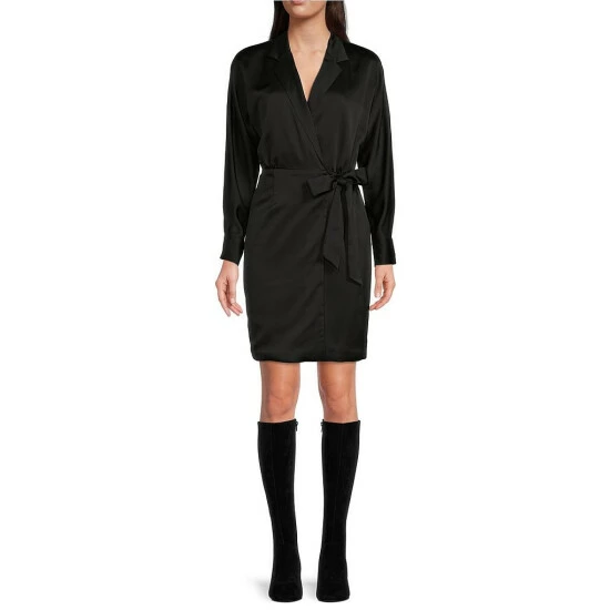 Top 10 ๐ Alex Marie Charlotte Point Collar Long Sleeve Belted Stretch Satin Wrap ๐ Shirt ๐ Dress Champagne ๐ 3 Top 10 ๐ Alex Marie Charlotte Point Collar Long Sleeve Belted Stretch Satin Wrap ๐ Shirt ๐ Dress Champagne ๐ - Image 3