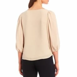 Coupon 🥰 Alex Marie Woven Georgette Boat Neck 3/4 Sleeve Lori Blouse Olive 😉 -Alex Marie Shop unnamed file 713