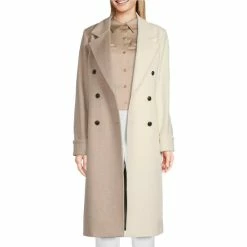 Hot Sale 👍 Alex Marie Isabella Dual Color Notch Lapel Wool Blend Peacoat Ivory 😀