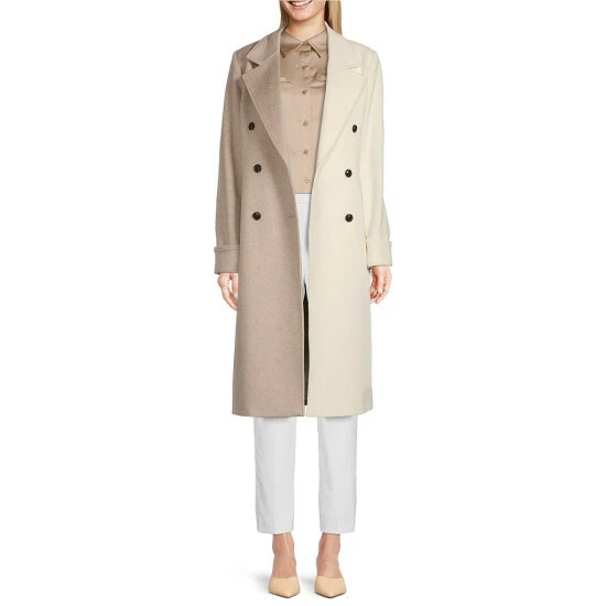 Hot Sale 👍 Alex Marie Isabella Dual Color Notch Lapel Wool Blend Peacoat Ivory 😀 3 Hot Sale 👍 Alex Marie Isabella Dual Color Notch Lapel Wool Blend Peacoat Ivory 😀 - Image 3