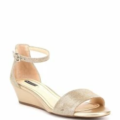 Buy โ๏ธ Alex Marie Mairitwo Metallic Leather Ankle Strap Wedge ๐ฉด Sandals New Nude/totes Gold ๐งจ
