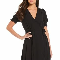 Outlet 😉 Alex Marie Ashlyn Midi V-Neck Short Sleeve Wrap 👗 Dress Black 😍 -Alex Marie Shop unnamed file 750