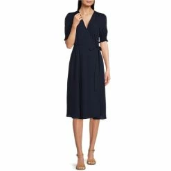 Outlet 😉 Alex Marie Ashlyn Midi V-Neck Short Sleeve Wrap 👗 Dress Black 😍 -Alex Marie Shop unnamed file 752