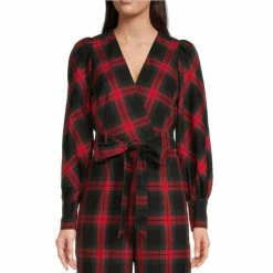 Discount 🔥 Alex Marie Phillipa Plaid Self Tie Waist Belted Jumpsuit Black Plaid 🧨 -Alex Marie Shop unnamed file 756