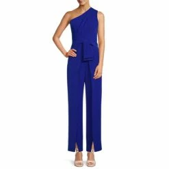 Best reviews of ⭐ Alex Marie Aliza One Shoulder Wide Leg Crepe Jumpsuit Cobalt ⭐