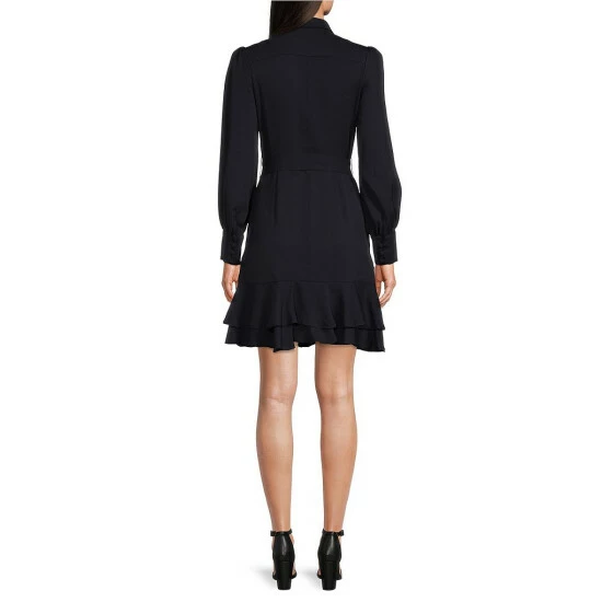 Wholesale ❤️ Alex Marie Jesse Point Collar Long Sleeve Pleat Tie Waist Tiered Flounce Hem 👚 Shirt 👗 Dress Navy 🎁 2 Wholesale ❤️ Alex Marie Jesse Point Collar Long Sleeve Pleat Tie Waist Tiered Flounce Hem 👚 Shirt 👗 Dress Navy 🎁 - Image 2