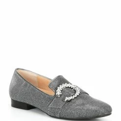 Discount 🔔 Alex Marie Andrean Glitter Mesh Jewel Buckle Loafers Pewter ✨