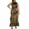 Budget ⭐ Alex Marie Plus Size Tiffany Halter Neck Cascading Ruffle Metallic Gown Black/gold 😉