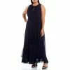 Buy 🔥 Alex Marie Plus Size Colette Sleeveless Keyhole Round Neck Maxi 👗 Dress Navy ⌛