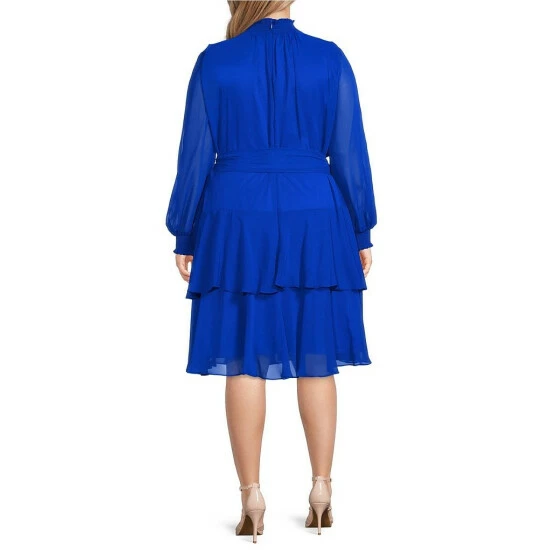 Best deal 🔔 Alex Marie Plus Size Rosalia Long Split Blouson Sleeve Smocked Mock Neck Tiered Ruffle 👗 Dress Black 🎉 2 Best deal 🔔 Alex Marie Plus Size Rosalia Long Split Blouson Sleeve Smocked Mock Neck Tiered Ruffle 👗 Dress Black 🎉 - Image 2