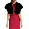 Wholesale 🥰 Alex Marie Jillian Faux Fur V-Neck Cap Sleeve Cover Up Black 😉