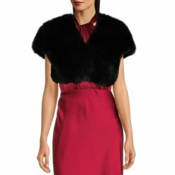 Wholesale 🥰 Alex Marie Jillian Faux Fur V-Neck Cap Sleeve Cover Up Black 😉 -Alex Marie Shop unnamed file 855