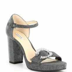 Promo 🎁 Alex Marie Janessa Glitter Mesh Jewel Buckle Platform 👗 Dress 🩴 Sandals Pewter 🎉