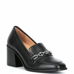 Promo โ Alex Marie Farin Leather Chain Hardware Loafer Pumps Black ๐