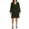 Wholesale ✨ Alex Marie Plus Size Maren Animal Print Velvet Burnout Surplice V-Neck Long Sleeve Wrap 👗 Dress Moss 😍