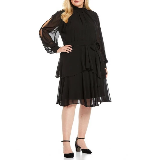 Brand new ๐ Alex Marie Plus Size Rosalia Long Split Sleeve Mock Neck ๐ Dress Black ๐ฏ 1 Brand new ๐ Alex Marie Plus Size Rosalia Long Split Sleeve Mock Neck ๐ Dress Black ๐ฏ