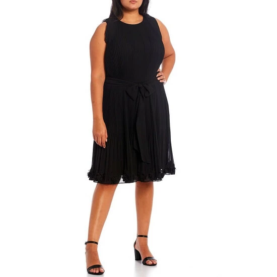 Flash Sale π Alex Marie Plus Size Bethany Pleated Chiffon Round Neck Sleeveless π Dress Black π 1 Flash Sale π Alex Marie Plus Size Bethany Pleated Chiffon Round Neck Sleeveless π Dress Black π