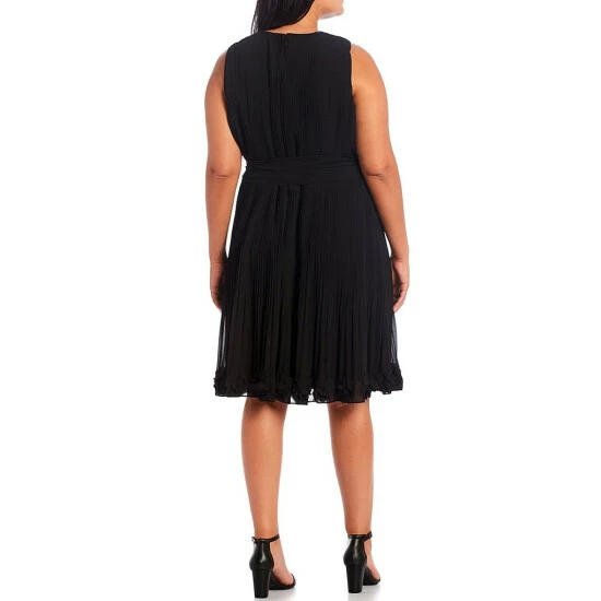 Flash Sale π Alex Marie Plus Size Bethany Pleated Chiffon Round Neck Sleeveless π Dress Black π 2 Flash Sale π Alex Marie Plus Size Bethany Pleated Chiffon Round Neck Sleeveless π Dress Black π - Image 2